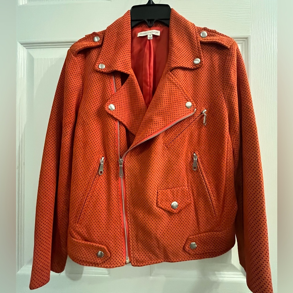 VTG Rebecca Minkoff Red 100% Goat Leather Biker Jacket